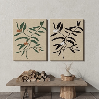 Nordic Plant Painting Abstract Decorative Painting 3d model