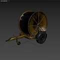 Electric Trolley Cable Reel Trailer With Yellow Frame And Wheels For Power Supply