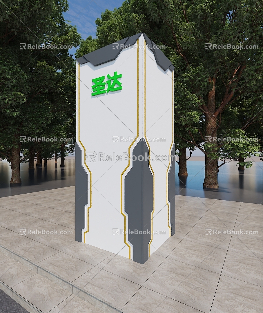 Shopping Mall Package Column Effect Diagram Gate Column Effect Diagram Modeling Column Effect Diagram 3d model