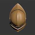 Golden Medieval Helmet With Crown Shaped Top As Battle Armor Weapon