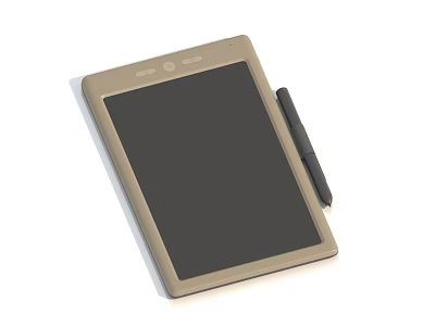 Electronic Drawing Tablet With Stylus Pen Black Screen Beige Frame And Control Buttons 3d model