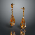 Gold Teardrop Earrings With Diamond Accents And Elegant Gold Chain Design