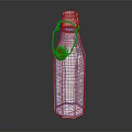 Transparent Glass Bottle With White Liquid Metal Ring And Red Cap Design
