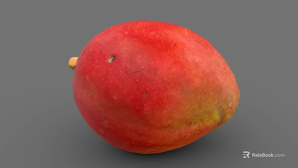 Ripe Fresh Papaya with Red and Yellow Skin and Small Stem as Healthy Tropical Fruit 3d model 