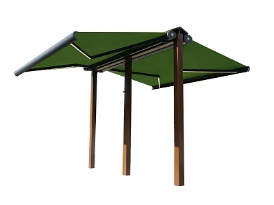 Green Architectural Awning Structure With Metal Support Frame And Canvas Cover Design 3d model