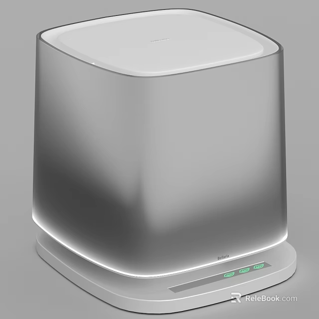 Modern Sleek Silver Home Device With LED Indicators And Compact Design 3d model 
