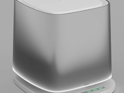 Modern Sleek Silver Home Device With LED Indicators And Compact Design 3d model