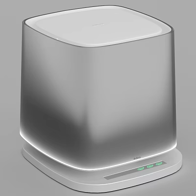 Modern Sleek Silver Home Device With LED Indicators And Compact Design 3d model