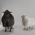 Creative Fluffy Sheep Shaped Sofa Stool With Solid Wood Legs For Cozy Modern Home Decoration