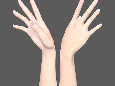 Human Hands And Arms With Open Palms Fingers Spread In Upward Position 3d model