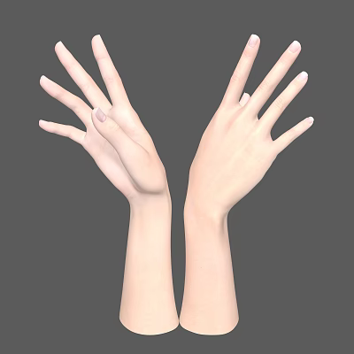 Human Hands And Arms With Open Palms Fingers Spread In Upward Position 3d model