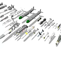 Assorted Military Weapons Collection Featuring Missiles Rockets Bombs And Drones On 3d model