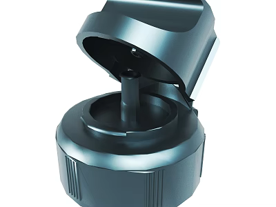 Modern Black Container Device With Open Lid And Central Component Design 3d model