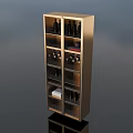 Modern Metal Wine Cabinet with Multiple Shelves for Wine Bottles and Glass Storage