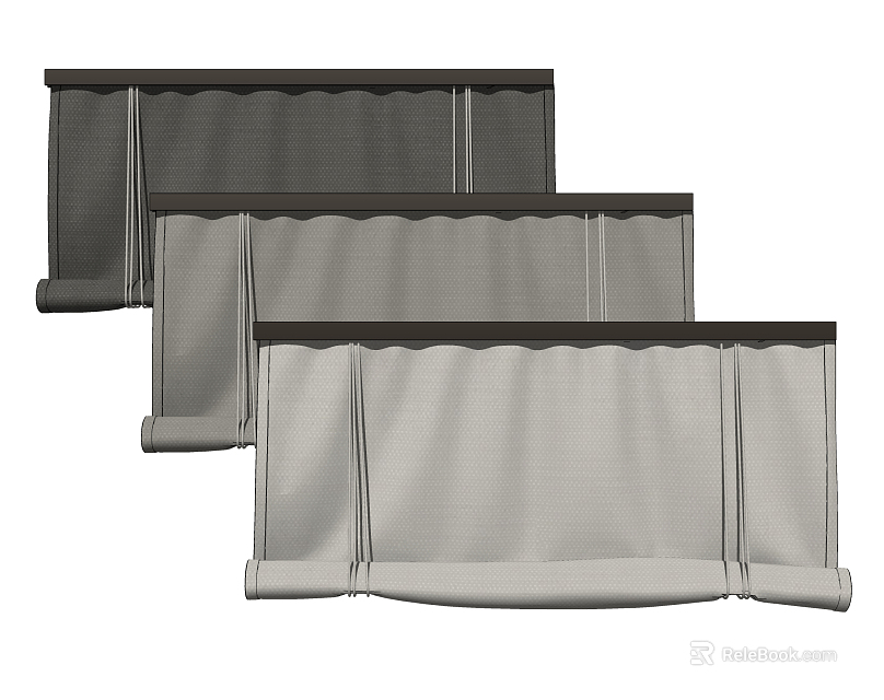 Stylish Roman Blinds With Folded Design And Soft Fabric For Home Window Decor 3d model 