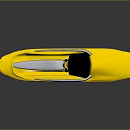 Sleek Yellow Single Kayak Design With Comfortable Black Seat And Handles
