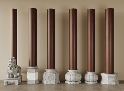 New Chinese style pillar foundation 3d model