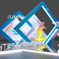 Dynamic Alpine Ski Entertainment Scene Featuring Jumpin Elements And Skiers In Blue Frames 3d model