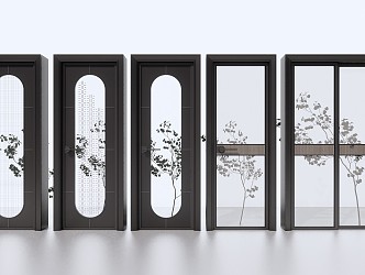 Modern Door Glass Door Kitchen Door Sliding Door Combination 3d model