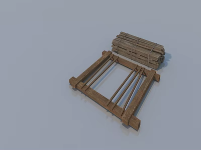 Wooden Sofa and Coffee Table Set with Modern Frame and Natural Wood Color 3d model