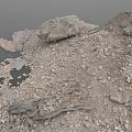 Loose Soil and Stones Pile with Small Red Markers on Construction Site Terrain