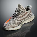 Modern Knitted Sneakers With Gray Laces Orange Accent And White Sole