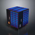 Cube Structure Featuring Blue Solar Panels Black Red Frames And Support Legs 3d model