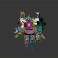 Futuristic Sci Fi Character In Mechanical Armor With Weapons And Backpack Devices