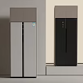 Modern Style Double Door Refrigerators in Gray And Black Side by Side 3d model