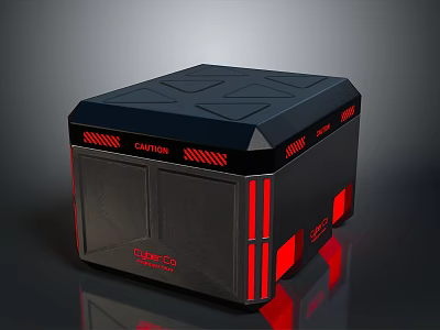 Modern Black Storage Cabinet With Red Accents And CAPTCHA Brand Design 3d model