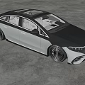 Mercedes Benz Electric Sedan With Sleek Gray Black Design And Large Wheels In Studio