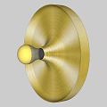 Golden Round Base Wall Lamp With Modern Minimalist Sleek Design Mounted On White Wall