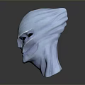 Blue Sci Fi Game Movie Character Head Sculpture With Shiny Texture And Unique Facial Features