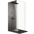 Modern Shower Sauna Interior Design With Rainfall Showerhead And Handheld Sprayer On Stone Wall