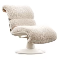 Beige Plush Accent Chair With White Swivel Base And Modern Design