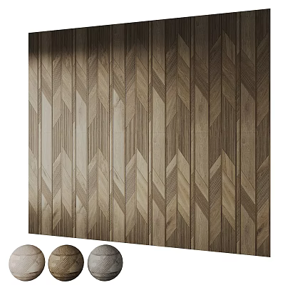 Wooden Wall Panels With Herringbone Pattern And Natural Wood Grain Design 3d model