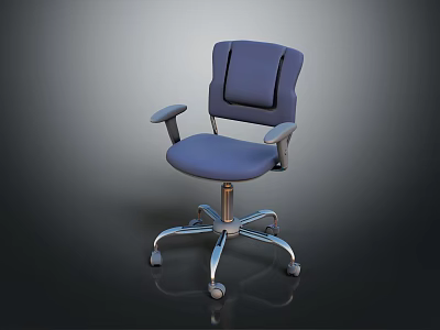 Blue Office Chair With Armrests Wheels And Modern Metal Base Design 3d model
