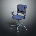 Blue Office Chair With Armrests Wheels And Modern Metal Base Design