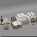 Washing Daily Essentials Collection Including Towels Soap Bottles Storage Boxes And Brushes