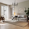 Bright Warm Nordic Style Living And Dining Room Interior With Natural Light And Cozy Furnishings