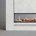 Modern Light Gray Concrete Fireplace With Sleek Design And Burning Flames