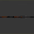 Tactical Rifle With Red Stock Black Barrel Mounted Scope And Detachable Magazine