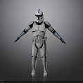 Detailed Clone Trooper Armor With White Blue Design In Standing Pose