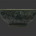 White Ceramic Bowl With Blue Green Traditional Patterns For Daily Household Use