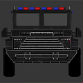 Black Armored Functional Police Vehicle With Red Blue Police Lights