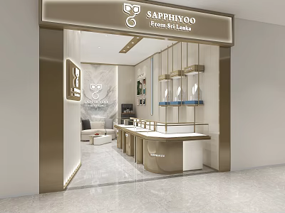 SAPPHIYOO Luxury Jewelry Store With Modern Display Counters And Elegant Interior Lighting 3d model