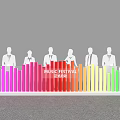 Music Festival Launch Device with Colorful Column Structures and Silhouette Figures