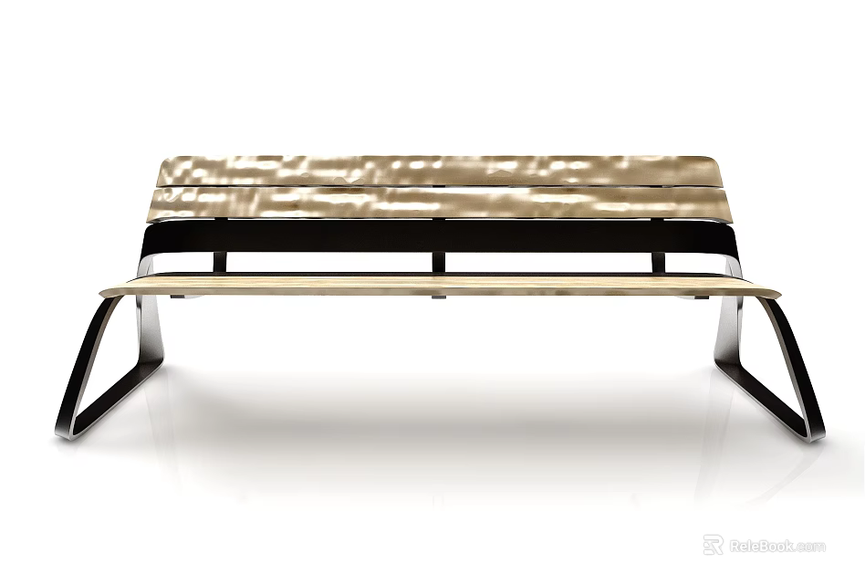 Modern Leisure Chair With Wooden Slatted Seat And Metal Frame Design 3d model 