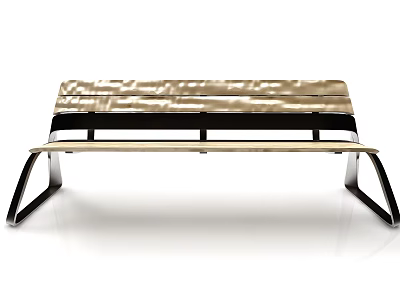 Modern Leisure Chair With Wooden Slatted Seat And Metal Frame Design 3d model