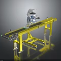Yellow Conveyor Belt Equipment With Automatic Labeling Machine For Industrial Production Lines